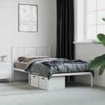 Vidaxl cadre de lit mtal avec tte de lit blanc 90x190 cm 352521