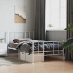 Vidaxl cadre de lit mtal avec tte de lit - pied de lit blanc 90x190 cm 352539