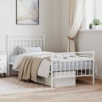 Vidaxl cadre de lit m�tal avec t�te de lit - pied de lit blanc 90x190 cm 373750