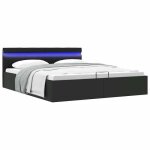 Vidaxl cadre de lit à rangement avec led noir similicuir 160x200 cm 285544 Vidaxl cadre de lit à rangement avec led noir similicuir 160x200 cm 285544