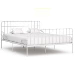 Vidaxl cadre de lit et sommier  lattes blanc mtal 200 x 200 cm
