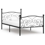 Vidaxl cadre de lit et sommier  lattes noir mtal 100 x 200 cm