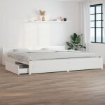 Vidaxl cadre de lit avec tiroirs blanc 180x200 cm super king 3103575