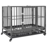 Vidaxl cage pour chien avec roues et toit acier 102x72x85 cm