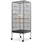 Cage  oiseaux - vidaxl - noir - 54 x 54 x 146 cm - acier - 4 perchoirs en bois