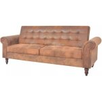 Vidaxl canap  2 places convertible accoudoir daim synthtique marron 245584