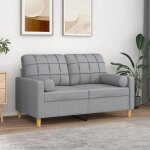 Vidaxl canap 2 places avec oreillers gris clair 120 cm tissu canap causeuse canap de salon canaps ...