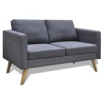 Vidaxl canap chesterfield 2 place tissu gris fonc salle de sjour salon sofa 242220