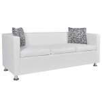 Vidaxl canap  3 places cuir synthtique blanc