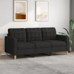 Vidaxl canapé à 3 places noir 180 cm tissu canapé canapé de salon canapé à trois places canapé rembourré ... Vidaxl canapé à 3 places noir 180 cm tissu canapé canapé de salon canapé à trois places canapé rembourré ...