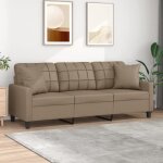 Vidaxl canapé 3 places avec oreillers cappuccino 180 cm similicuir canapé canapé rembourré canapé en ... Vidaxl canapé 3 places avec oreillers cappuccino 180 cm similicuir canapé canapé rembourré canapé en ...