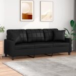 Vidaxl canapé 3 places avec oreillers décoratifs noir 180cm similicuir canapé canapé rembourré canapé ... Vidaxl canapé 3 places avec oreillers décoratifs noir 180cm similicuir canapé canapé rembourré canapé ...
