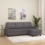 Vidaxl canapé à 3 places avec repose - pieds gris 180 cm similicuir canapé canapé avec repose - pieds ... Vidaxl canapé à 3 places avec repose - pieds gris 180 cm similicuir canapé canapé avec repose - pieds ...
