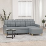 Vidaxl canap  3 places avec repose - pieds gris clair 180 cm tissu canap canap avec repose - pieds ...