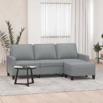 Vidaxl canap  3 places avec repose - pieds gris clair 180 cm tissu canap canap avec repose - pieds ...