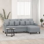 Vidaxl canap  3 places avec repose - pieds gris clair 180 cm tissu canap canap avec repose - pieds ...