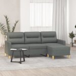 Vidaxl canap� � 3 places avec repose - pieds gris fonc� 180 cm tissu canap� canap� avec repose - pieds ...