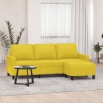 Vidaxl canap  3 places avec repose - pieds jaune clair 180 cm tissu canap canap avec repose - pieds ...