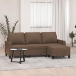 Vidaxl canap  3 places avec repose - pieds marron 180 cm tissu 3201040