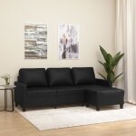 Vidaxl canap  3 places avec repose - pieds noir 180 cm similicuir canap canap avec repose - pieds ...