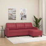 Vidaxl canapé à 3 places repose - pieds rouge bordeaux 180 cm similicuir canapé canapé avec repose - ... Vidaxl canapé à 3 places repose - pieds rouge bordeaux 180 cm similicuir canapé canapé avec repose - ...