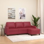 Vidaxl canapé à 3 places repose - pieds rouge bordeaux 180 cm similicuir canapé canapé avec repose - ... Vidaxl canapé à 3 places repose - pieds rouge bordeaux 180 cm similicuir canapé canapé avec repose - ...