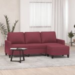 Vidaxl canap� � 3 places avec repose - pieds rouge bordeaux 180 cm tissu canap� canap� avec repose - ...