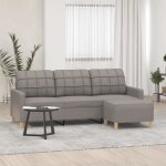 Vidaxl canap� � 3 places avec repose - pieds taupe 180 cm tissu canap� canap� avec repose - pieds canap� ...