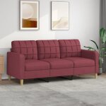 Vidaxl canap  3 places rouge bordeaux 180 cm tissu canap canap de salon canap  trois places canap ...