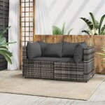 Vidaxl canap�s dangle de jardin et coussins 2 pcs gris r�sine tress�e canap� canap� de jardin canap� ...