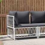 Vidaxl canap� dangle de jardin avec coussins blanc tissu tiss� canap� de jardin si�ges de jardin si�ges ...