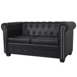 Vidaxl canap� chesterfield � 2 places cuir synth�tique noir