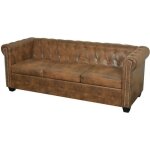 Vidaxl canap chesterfield 3 places cuir artificiel marron