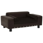 Vidaxl canap pour chien marron 81x43x31 cm peluche et similicuir sofa chat 170955