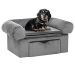 Vidaxl canap pour chien avec tiroir gris 75x50x38 cm peluche sofa animaux 171076