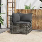 Vidaxl canap� dangle de jardin avec coussins gris r�sine tress�e canap� canap� de jardin canap� dangle ...