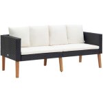 Vidaxl canapé de jardin à 2 places avec coussins résine tressée noir Vidaxl canapé de jardin à 2 places avec coussins résine tressée noir