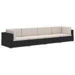 Vidaxl canapés de jardin 4 pcs avec coussins résine tressée noir Vidaxl canapés de jardin 4 pcs avec coussins résine tressée noir