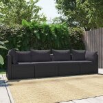 Vidaxl canapés de jardin 4 pcs avec coussins résine tressée noir Vidaxl canapés de jardin 4 pcs avec coussins résine tressée noir