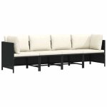 Vidaxl canap� de jardin � 4 places avec coussins sofa de terrasse canap� dext�rieur sofa de jardin meuble ...