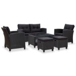 Vidaxl canapés de jardin 6 pcs avec coussins résine tressée noir Vidaxl canapés de jardin 6 pcs avec coussins résine tressée noir
