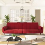 Vidaxl canap� - lit � 2 places et deux oreillers rouge bordeaux velours