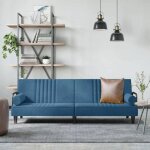 Vidaxl canap - lit avec accoudoirs bleu velours 351893