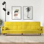 Vidaxl canap - lit avec coussins jaune velours 351862