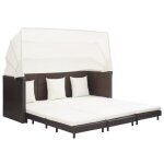 Vidaxl canapé - lit extensible 3 places avec toit résine tressée marron 46076 Vidaxl canapé - lit extensible 3 places avec toit résine tressée marron 46076