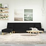 Vidaxl canap - lit en forme de l lit dinvit avec oreiller lit de jour avec chaise longue salle de sjour ...