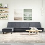 Vidaxl canap - lit en forme de l gris 255x140x70 cm velours 3157261