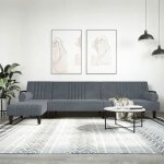 Vidaxl canap - lit en forme de l gris 260x140x70 cm velours 3157243