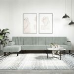 Vidaxl canap - lit en forme de l gris clair 260x140x70 cm velours 3157242