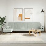 Vidaxl canap - lit en forme de l gris clair 271x140x70 cm velours canap de jour canap - lit pliable ...